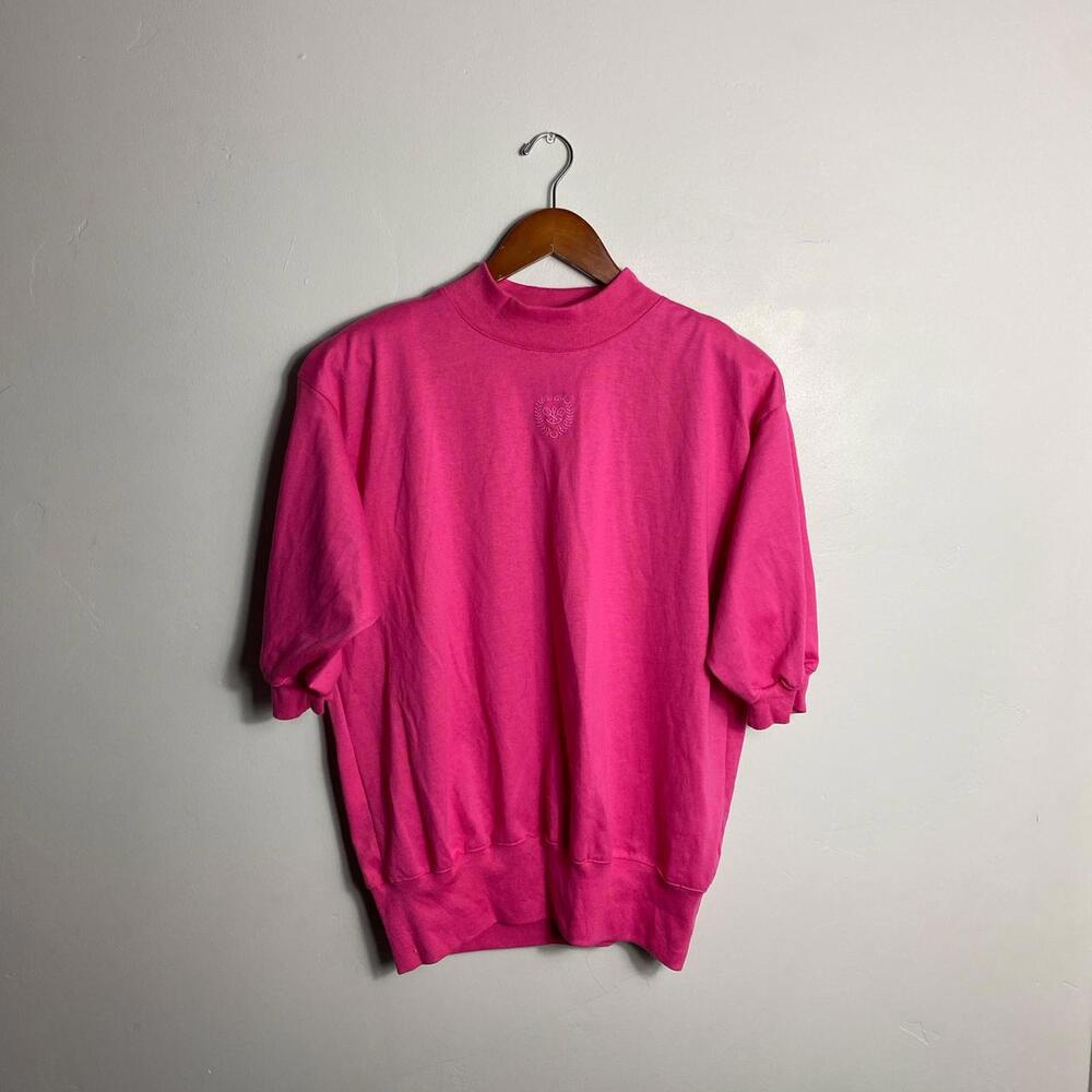 Pink vintage 90s mock neck blouse